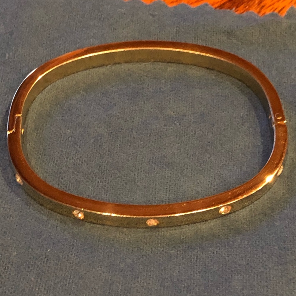 Gold Oval Diamonds Bangle Hinged Bracelet